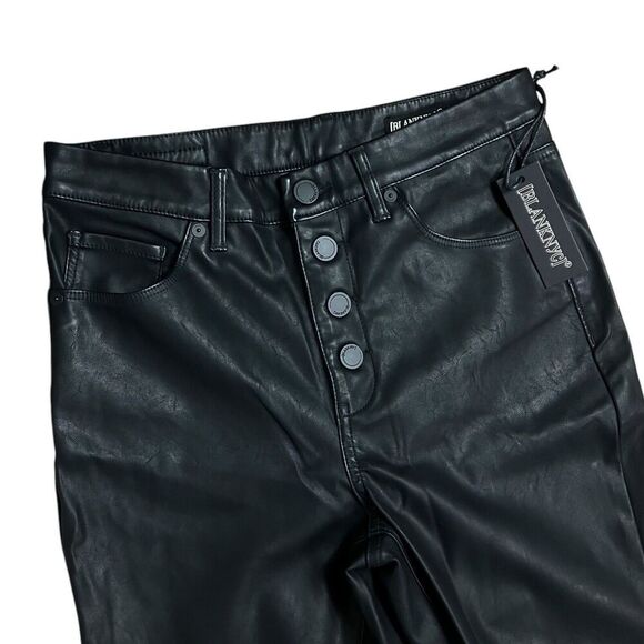 Blank NYC Pants 28 Black Faux‎ Leather High Rise Skinny Button Fly Great Jones - Picture 2 of 15